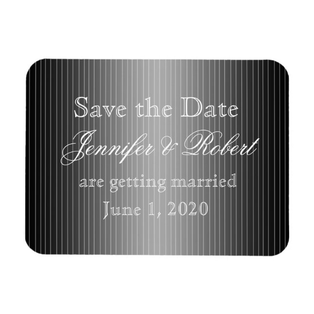 Schwarz-Weiß-Pinstrichherz Save the Date Magnet (Horizontal)