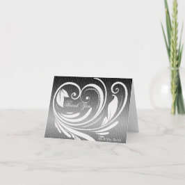Schwarz-weiß Pinstripe Heart Wedding Vielen Dank Dankeskarte