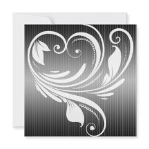 Schwarz-Weiß Pinstripe Herz Einladung Hochzeit