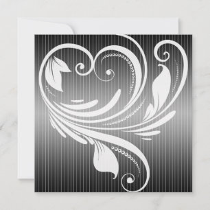 Schwarz-Weiß Pinstripe Herz Einladung Hochzeit