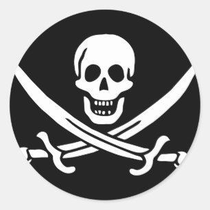 Schwarz-Weiß-Piratenschädel Runder Aufkleber