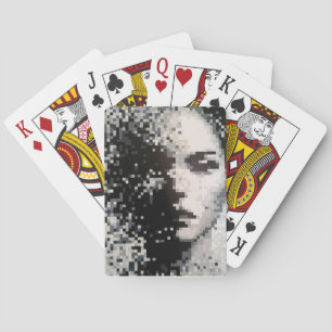 Schwarz-Weiß-Pixel-Portrait Spielkarten
