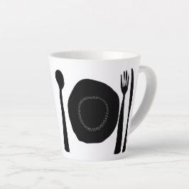 Schwarz-Weiß-Platten und Utensiva Milchtasse