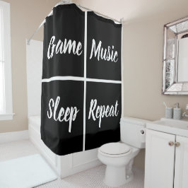 Schwarz-Weiß-Plätze mit sonnigen Worten Duschvorhang