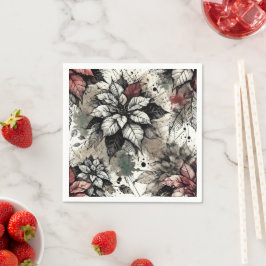 Schwarz & Weiß Poinsettia Grunge Art Decoul Serviette