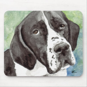 Schwarz-Weiß-Pointer-Hund Mousepad