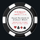 Schwarz-Weiß-Poker-Chip-Hochzeit retten das Datum Magnet<br><div class="desc">Dazzle deine Gäste,  indem du ihnen diesen schwarzen,  weißen und roten Poker Chip schickst,  der die Datums-Magnete auf ihrem Kühlschrank speichert. Sie warten gespannt auf die offizielle Einladung zu dieser unvergesslichen Hochzeit!</div>