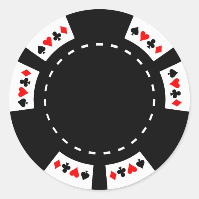 Schwarz-Weiß-Poker-Chip Runder Aufkleber (Vorderseite)