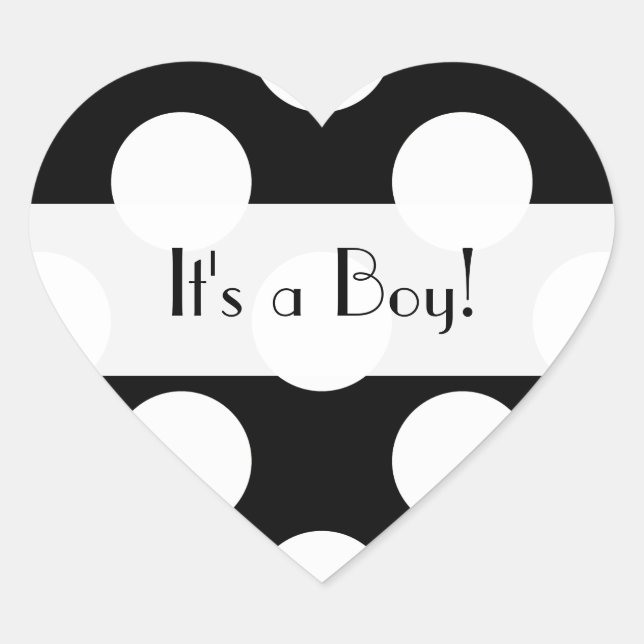 Schwarz-Weiß-Polka-Dosen, Dotter, Babydusche Herz-Aufkleber (Vorderseite)