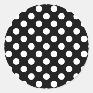 Schwarz-Weiß-Polka-Dot-Aufkleber Runder Aufkleber