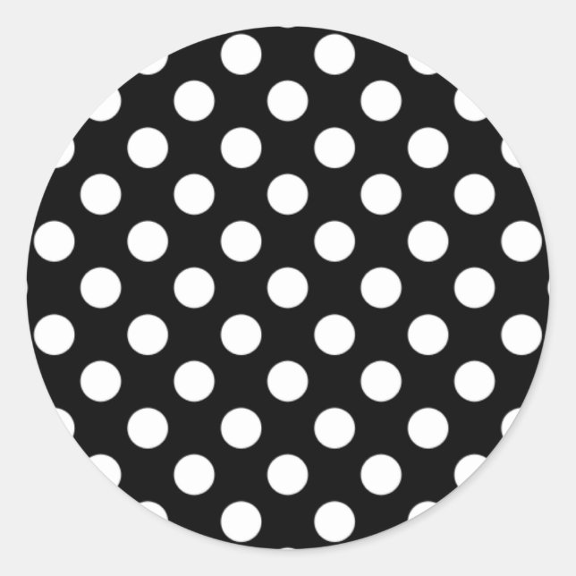 Schwarz-Weiß-Polka-Dot-Aufkleber Runder Aufkleber (Vorderseite)