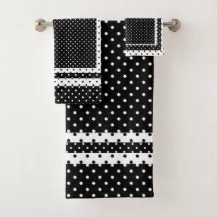 Schwarz-weiß Polka Dot Badhandtuch Set