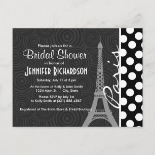 Schwarz-Weiß-Polka-Dot, Dots; Paris Einladungspostkarte