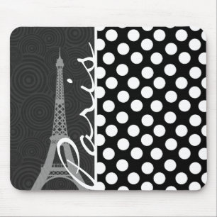 Schwarz-Weiß-Polka-Dot, Dots; Paris Mousepad