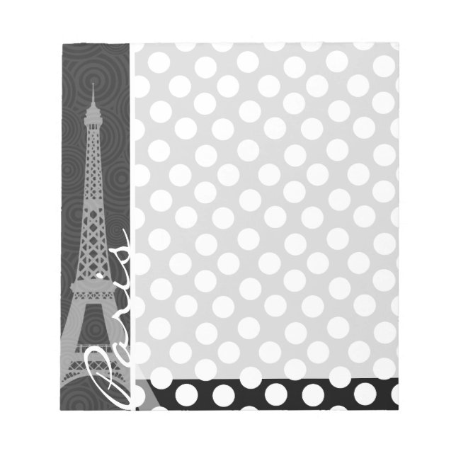 Schwarz-Weiß-Polka-Dot, Dots; Paris Notizblock (Vorderseite)