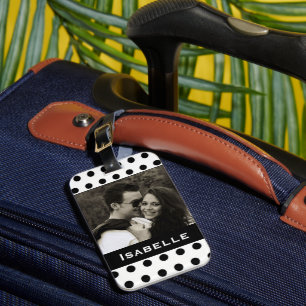 Schwarz-Weiß-Polka-Dot-Foto Gepäckanhänger