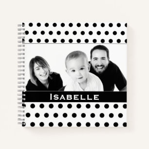 Schwarz-Weiß-Polka-Dot-Foto Notizbuch
