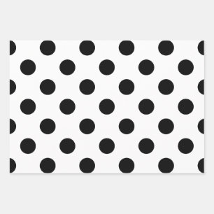 Schwarz-Weiß-Polka-Dot Geschenkpapier Set