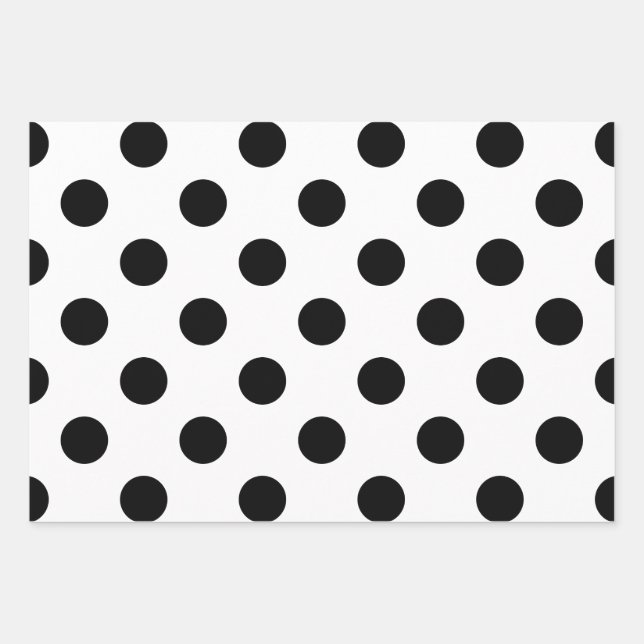 Schwarz-Weiß-Polka-Dot Geschenkpapier Set (Vorderseite)