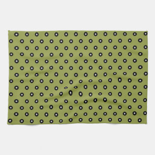 Schwarz/Weiß Polka Dot Grün Hintergrund (änderbar) Handtuch