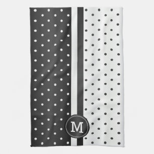 Schwarz-Weiß-Polka-Dot Handtuch