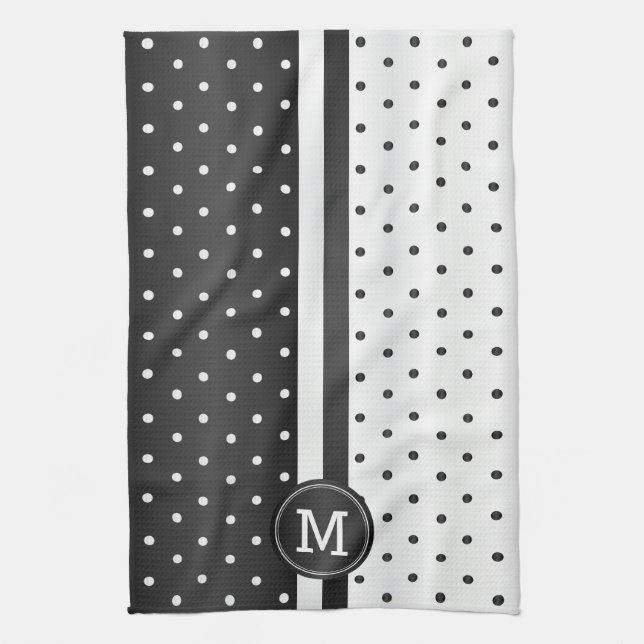 Schwarz-Weiß-Polka-Dot Handtuch (Vertikal)
