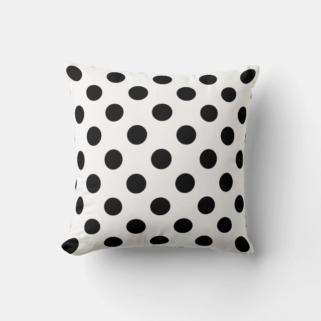 Schwarz-Weiß-Polka-Dot Kissen (Vorderseite)
