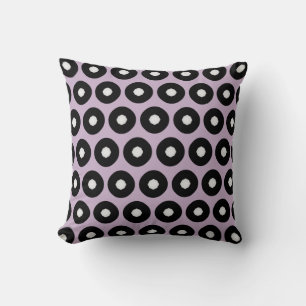 Schwarz/Weiß Polka Dot Lila Hintergrund (veränderb Kissen