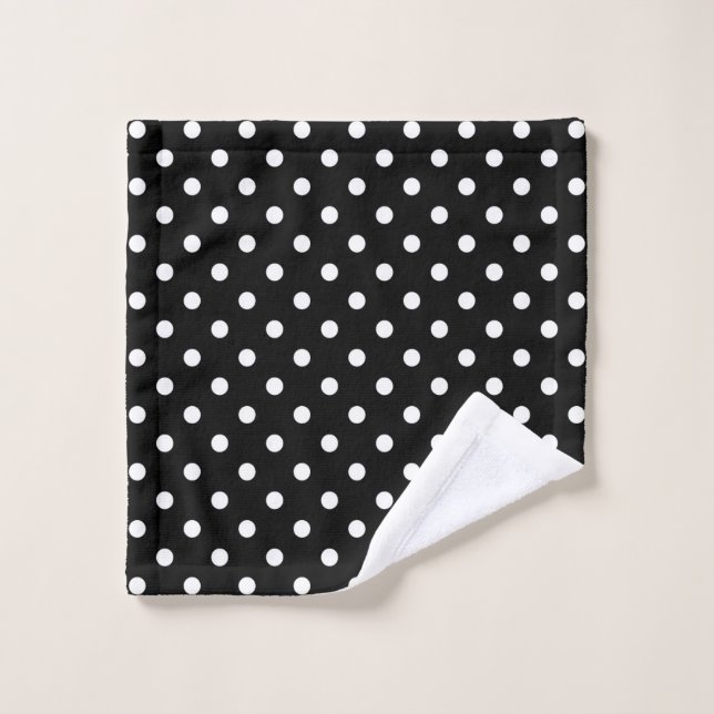 Schwarz-Weiß-Polka-Dot Modernes Abstraktes Muster Waschlappen (Waschlappen)