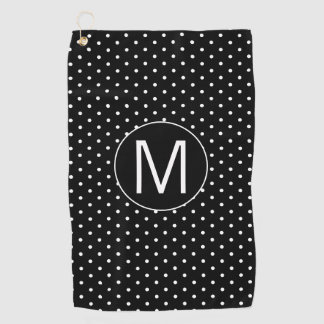 Schwarz-weiß Polka Dot Monogramm Golfhandtuch
