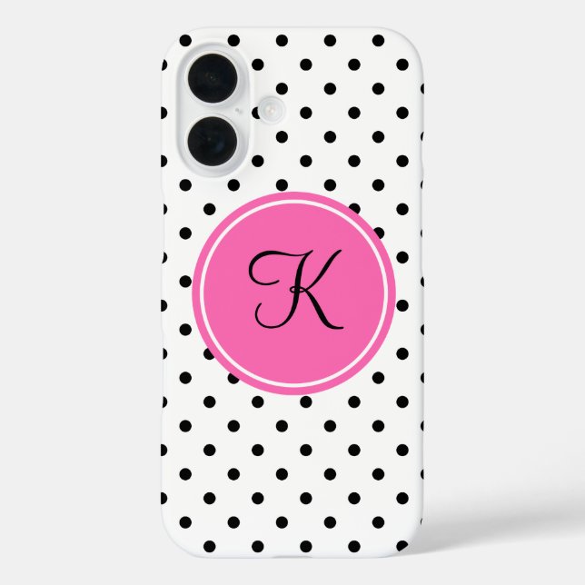 Schwarz-Weiß-Polka-Dot Monogramm mit Hot-Pink title_seo2 (Rückseite)