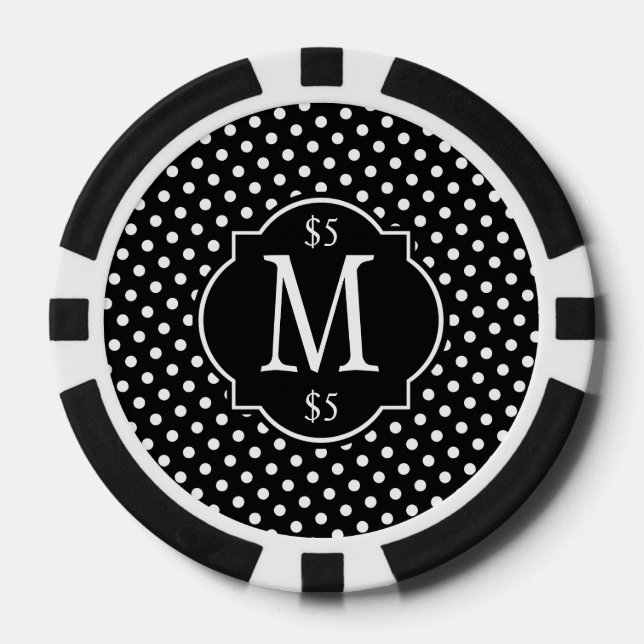 Schwarz-Weiß-Polka-Dot-Muster Pokerchips (Vorderseite)