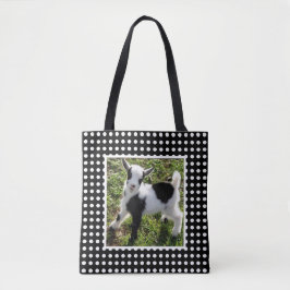 Schwarz-Weiß-Polka Dot Nigerianer Zwerg Ziege Kind Tasche