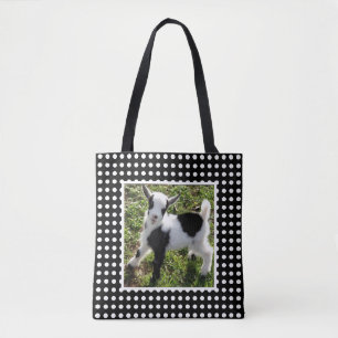 Schwarz-Weiß-Polka Dot Nigerianer Zwerg Ziege Kind Tasche