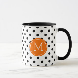 Schwarz-Weiß-Polka Dot Orange Akzente Tasse