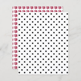 Schwarz-weiß Polka Dot Red Blume Scrapbook Paper