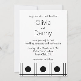 Schwarz-Weiß-Polka-Dot-Retro-Hochzeit Einladung