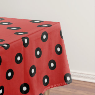 Schwarz/Weiß Polka Dot Roter Hintergrund (änderbar Tischdecke