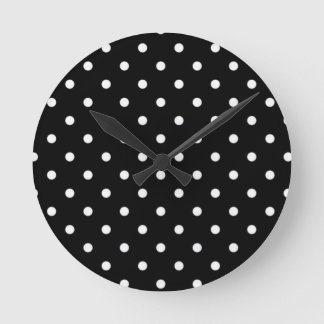 Schwarz-Weiß-Polka-Dot Runde Wanduhr