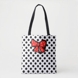 Schwarz-Weiß-Polka-Dot-Tote-Tasche Tasche