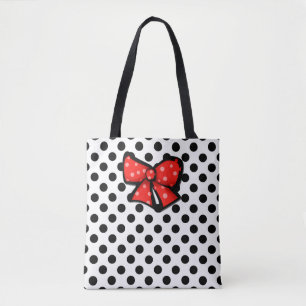 Schwarz-Weiß-Polka-Dot-Tote-Tasche Tasche