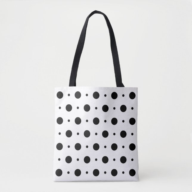 Schwarz-Weiß-Polka-Dot-Tote-Tasche Tasche (Vorderseite)