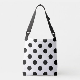 Schwarz-Weiß-Polka-Dot Tragetaschen Mit Langen Trägern