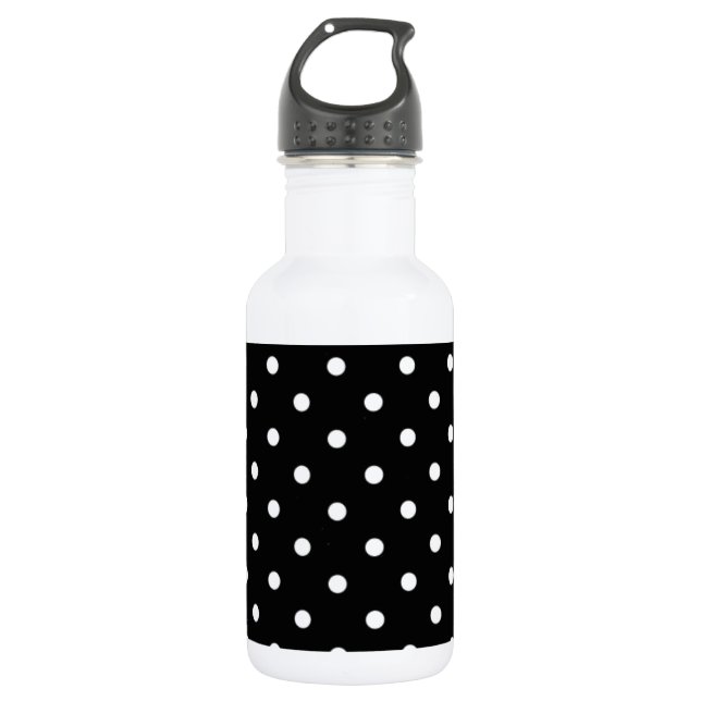 Schwarz-Weiß-Polka-Dot Trinkflasche (Vorderseite)