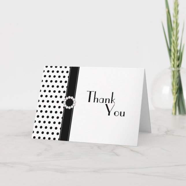 Schwarz-weiß Polka Dot Wedding Vielen Dank Dankeskarte (Vorderseite)