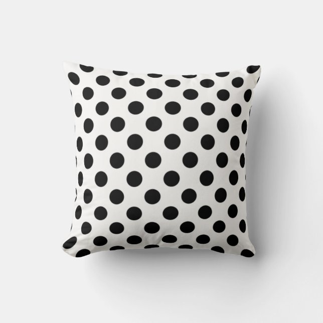 Schwarz-Weiß-Polka-Dotkissen Kissen (Vorderseite)