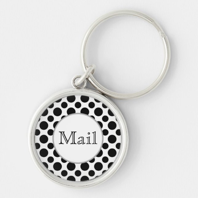 Schwarz-weiß Polka Dots Big and Small Mail Schlüss Schlüsselanhänger (Vorne)