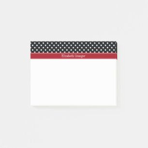 Schwarz-Weiß-Polka-Dots Cranberry Namensmonogramm Post-it Klebezettel
