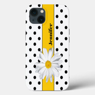 Schwarz-Weiß-Polka-Dots, Daisy-iPhone-Fall iPhone Hülle