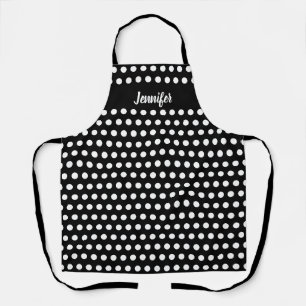 Schwarz-Weiß-Polka-Dots Frauen Personalisiert Schürze